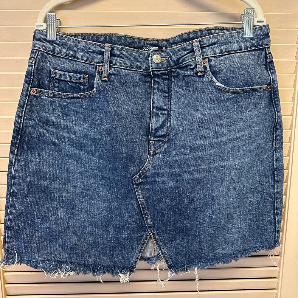 Old Navy Denim Button Fly Mini Skirt